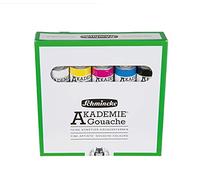 Schmincke - AKADEMIE® Gouache, 5 tubos de 20 ml, 72 205 097, 5 colores básicos en un estuche de cartón, tonos opacos, mates y fuertes, alta resistencia a la luz, mezcla, teoría del color