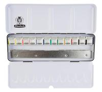 Schmincke - AKADEMIEAQUARELL caja de acuarelas surtido b sico 12 x 1/2 pastillas + espacio para 12 pastillas adicionales 75 412 097 caja de metal