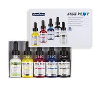 Schmincke - AQUA DROP, pintura líquida para acuarela de alta resistencia a la luz, 5 x 30 ml de colores primarios + blanco opaco, 78 005 097, set para acuarela, caligrafía, aerografía