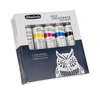 Schmincke - aqua-LINOLDRUCK, juego de impresión de linóleo con 5 tubos de 20 ml, 82 005 097, las mejores tintas de impresión de linóleo, contornos nítidos, impresión uniforme, colores brillantes, mejor resistencia a la luz