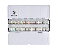 Schmincke - Caja de Pinturas para Acuarela AKADEMIE®, Surtido Completo 24 x 1/2 Godets, 75 424 097, Caja metálica, Colores Altamente Resistentes a la luz, acuarelasfinas para Artistas