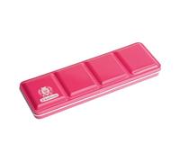 Schmincke HORADAM Aquarell 74663097 - Caja de Color Rosa lacada de Metal con 15 mitades de tazón, 12 Colores estándar + 3 Tonos Rosas, Incluye Pincel de Acuarela