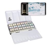Schmincke - HORADAM® AQUARELL Caja con 18 Colores Extra Finos para Acuarela, Edición Cesc Farré, 74 829 097, Caja metálica, Set de Pintura, 18 Godets x 1/1, Barra vacía para 6 Godets x 1/1 o 12 x 1/2