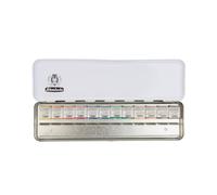 Schmincke Horadam Aquarell - Caja de colores Slim Line con 12 acuarelas finas en 1/2 tazón, 74825097, riel vacío, estrecho y plano, set de pintura