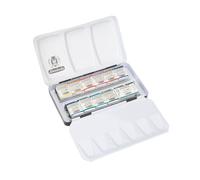 Schmincke Horadam Aquarell Caja de pintura compacta de metal con 12 acuarelas finas, 74654097, juego de pintura, set básico de colores Cesc Farré, 10 x 1/2 tazos, 1 x 1/1 recipiente
