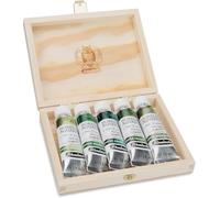Schmincke - HORADAM® AQUARELL, Super Granulation Set bosque, 5 tubos de 15 ml, 74 851 097, caja de madera, tonos muy granulados, acuarelas finas supergranuladas.