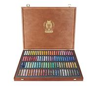 Schmincke - Pastel, Juego de 100 colores, 77 100 097, Caja de madera con 100 barras de pastel, pasteles hechos a mano, brillantes, terciopelo mate, colores de alta resistencia a la luz