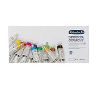 Schmincke - Témpera de diseño, 12 tubos de 20 ml, 72 014 097, 12 tonos, estuche de cartón, sin rayas, máxima cobertura, color intenso y mate aterciopelado