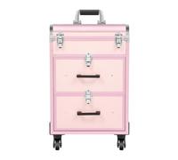 Schminkstation Schminktisch mit 4 Rollen Schminkkoffer Make-up Koffer Trolley,Trolley Schminkkoffer,TRI-Gang-TelTeleskop-Zugstange vier Universalräder,Verstärkungsecken,für die Lagerung von Werkzeuge