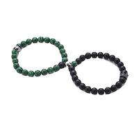 Schmuck Juego de 2 Pulseras de Piedras Naturales para él y para Ella, Pulsera elástica con Bolas
