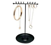 Schmuckorganizer Aus Metall Mit Tablett & Haken - Eleganter Armbandhalter Für Halsketten Ohrringe & Ringe | Stilvoller Schmuckständer Für Kommode & Bad | Platzsparende Aufbewahrung Für Damen, 31cm