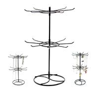 Schmuckregal Schmuckständer Kettenständer Schmuck Drehbar - 2-stufiger Abnehmbar Halskette Halskette Halter,16 Haken Schmuckbaum für Ketten & Armbänder,Ringe & Ohrringe Schwarz