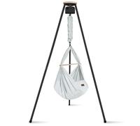 SCHMUSEWOLKE Bio AirGrey - Cuna con motor Tipi antracita y antracita, para bebés desde el nacimiento hasta 15 kg, juego de cuna con estructura y motor, con colchón de fibra sintética