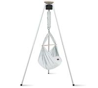 SCHMUSEWOLKE Bio AirGrey - Cuna con motor Tipi blanco y antracita, para bebés desde el nacimiento hasta 15 kg, juego de cuna con estructura y motor, con colchón de fibra sintética