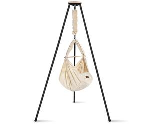 SCHMUSEWOLKE Cuna de plumas - Set con estructura de tipi antracita - Hamaca para bebés y niños pequeños desde el nacimiento hasta los 3 años - algodón orgánico - con colchón de lana de oveja