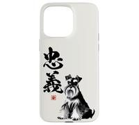 Schnauzer Arte Japonés Sumi-e Perro Kanji Lealtad Carcasa para iPhone 15 Pro MAX
