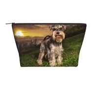 Schnauzer Atardecer Perros Mascotas Montañas Schnauzer, Bolsa de artículos de tocador Bolsa de Maquillaje Bolsa de cosméticos Bolsa de artículos de tocador de Viaje portátil