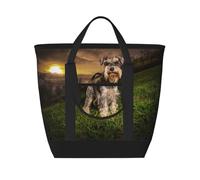 Schnauzer Atardecer Perros Mascotas Montañas Schnauzer,Bolsas de almuerzo de gran capacidad, bolsa de mano térmica para mujeres, hombres, trabajo, picnic, viajes.