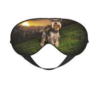 Schnauzer Atardecer Perros Mascotas Montañas Schnauzer, Cubreojos completos Antifaz bloqueador de luz Antifaz para dormir Antifaz suave con los ojos vendados Noche