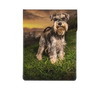 Schnauzer Atardecer Perros Mascotas Montañas Schnauzer,Funda de Cuero PU para portátil, Funda para portátil, Funda para portátil, maletín para Tableta