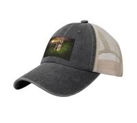 Schnauzer Atardecer Perros Mascotas Montañas Schnauzer, Sombreros clásicos para papá, Gorras de Camionero Ajustables, Gorra de béisbol de Malla de Vaquero