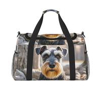 Schnauzer - Bolsa de deporte para hombres y mujeres, bolsa de noche con compartimento para zapatos, bolsas de viaje y entrenamiento, Lindo perro Schnauzer, Talla única, Bolsa de viaje
