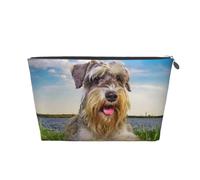 Schnauzer Césped Mascotas Perros Grises Chnauzer, Bolsa de artículos de tocador Bolsa de Maquillaje Bolsa de cosméticos Bolsa de artículos de tocador de Viaje portátil