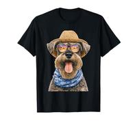 Schnauzer con Gafas de Sol y Sombrero de Paja Beachgoer Dog Summer Camiseta