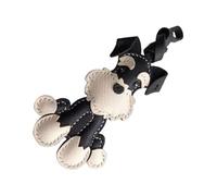 Schnauzer cosido a mano adorno artesanal Schnauzer colgante práctico cuero hecho a mano cadena accesorio llavero, Negro, Talla única