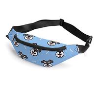 Schnauzer Dog Cartoon Puerto Rico Flag Heart Fanny Pack, Adult Kids Sport Riñonera para Hombres y Mujeres