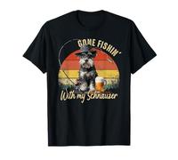 Schnauzer Dog Retro Vintage Día del Padre Divertido Pescador Camiseta