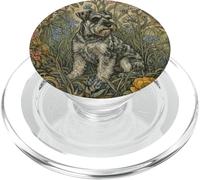 Schnauzer Dulce de Sal y Pimienta en jardín inglés PopSockets PopGrip para MagSafe