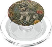 Schnauzer Dulce de Sal y Pimienta en jardín inglés PopSockets PopGrip para MagSafe