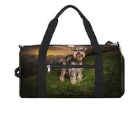 Schnauzer en miniatura al atardecer divertida bolsa de gimnasio con compartimento para zapatos, bolsa de viaje para fin de semana, bolsa de yoga