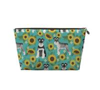 Schnauzer Girasoles Primavera Verano Floral Perro Raza Perro, Bolsa de Maquillaje Bolsa de cosméticos Bolsa de artículos de tocador de Viaje portátil Bolsa de artículos de tocador