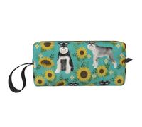 Schnauzer Girasoles Primavera Verano Floral Perro Raza Perro, Bolsa de Maquillaje Bolsa de cosméticos Bolsa de artículos de tocador de Viaje portátil Bolsa de Maquillaje