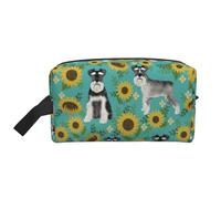 Schnauzer Girasoles Primavera Verano Floral Perro Raza Perro, Bolsa de Maquillaje Bolsa de cosméticos Bolsa de artículos de tocador de Viaje portátil Organizador de Bolsa de Maquillaje
