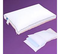 SCHNAUZER HOME Almohadas ajustables de 3 capas para dormir, almohadas de cama de espuma viscoelástica refrescantes tamaño Queen para personas que duermen de lado y boca arriba, funda 100% algodón