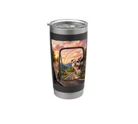 Schnauzer In Espejo retrovisor Dog Lover Vaso térmico de acero inoxidable de doble pared