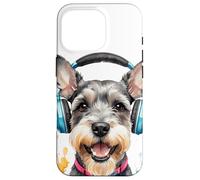 Schnauzer Miniatura Auriculares Mini Perros Animal Estampada Carcasa para iPhone 16 Pro