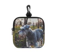 Schnauzer Miniatura, Mascotas de jardín, Perros Grises,Bolsa de Almacenamiento Cuadrada con Cremallera, Monedero de Neopreno, Carteras pequeñas, Monedero pequeño, Monedero