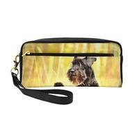 Schnauzer Miniatura Mascotas del Bosque Perros Negros, Bolsa de Maquillaje Bolsa de cosméticos Bolsa de Aseo de Viaje portátil Estuche de Cuero para Mujeres y niñas
