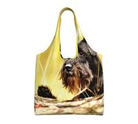 Schnauzer miniatura Mascotas Perros negros,Bolsas de mano reutilizables, bolsas de supermercado, bolso de hombro de lona de gran capacidad
