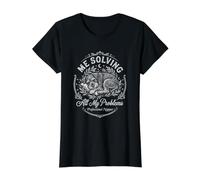Schnauzer Miniatura Me Resolviendo mis Problemas Sleep Nap Funny Camiseta gráfica económica, Mujer, Negro, L