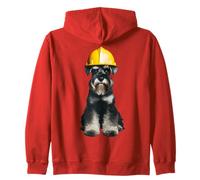 Schnauzer miniatura perro amarillo duro sombrero trabajador de la construcción Sudadera con Capucha