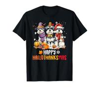 Schnauzer Perro Navidad Feliz Holathankmas Acción de Gracias Camiseta