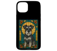 Schnauzer Perro Vitral Estilo Arte Carcasa para iPhone 15 Plus