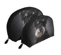 Schnauzer Retrato Gris Oscuro, Bolsa de Maquillaje de Concha, Monedero pequeño para Mujer, Bolsa de artículos de tocador, Bolsa de cosméticos, 2 Piezas