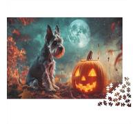 Schnauzer Rompecabezas Imposible,desafío for Adults Jack-o'-Lantern Entretenimiento Creativo 1000 Piezas Obra De Arte De Juego De para Adultos, Regalos A Partir De 14 Años 1000pcs (75x50cm)