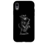 Schnauzer Tocando Saxofón Jazz Música Amante de Perros Carcasa para iPhone XR